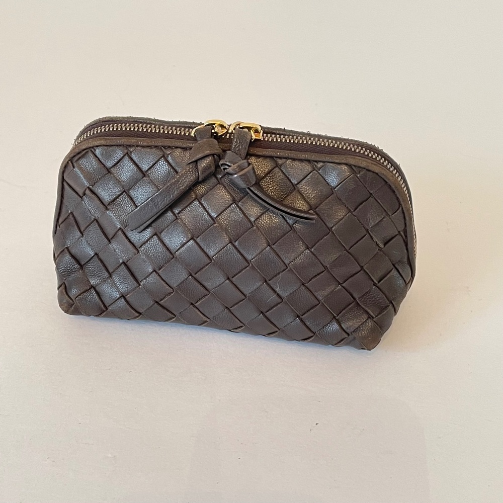 Bottega Veneta Intrecciato Brown leather small pouch cosmetic case mini bag - Picture 3 of 16